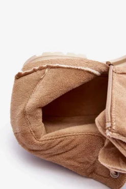 Hot Boto Zamszowe Trapery Botki Ocieplane Ciemnobeżowe Alden