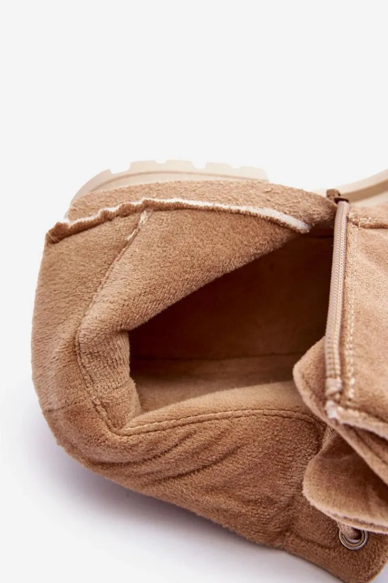 Hot Boto Zamszowe Trapery Botki Ocieplane Ciemnobeżowe Alden