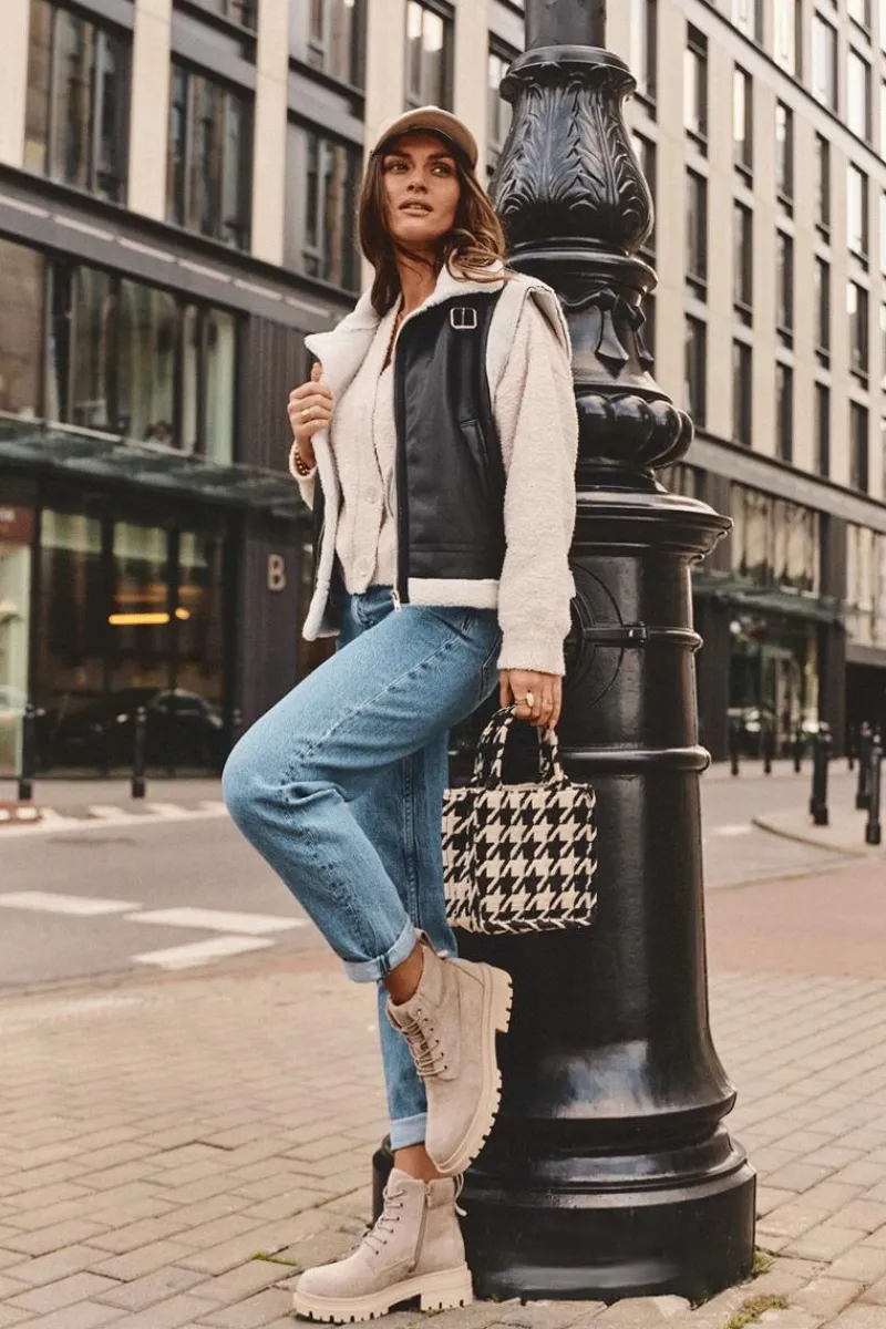 Damskie Trapery|Botki Sznurowane>Boto Zamszowe Trapery Botki Ocieplane Beżowe Alden