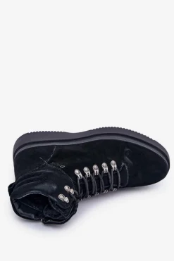 Clearance Zamszowe Trapery Męskie Ocieplane Big Star OO174187 Czarne Męskie Botki Męskie