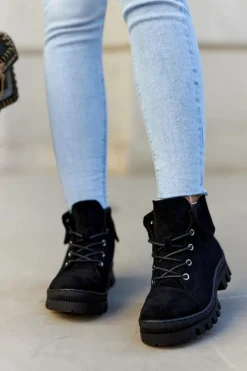 Botki Wiosenne|Damskie Trapery></noscript>Damskie buty S.Barski Zamszowe Wiosenne Botki Trapery Wiązane Czarne Dalles