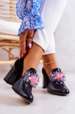 Best Boto Zamszowe Wężowe Czółenka Na Słupku Czarne Sofie