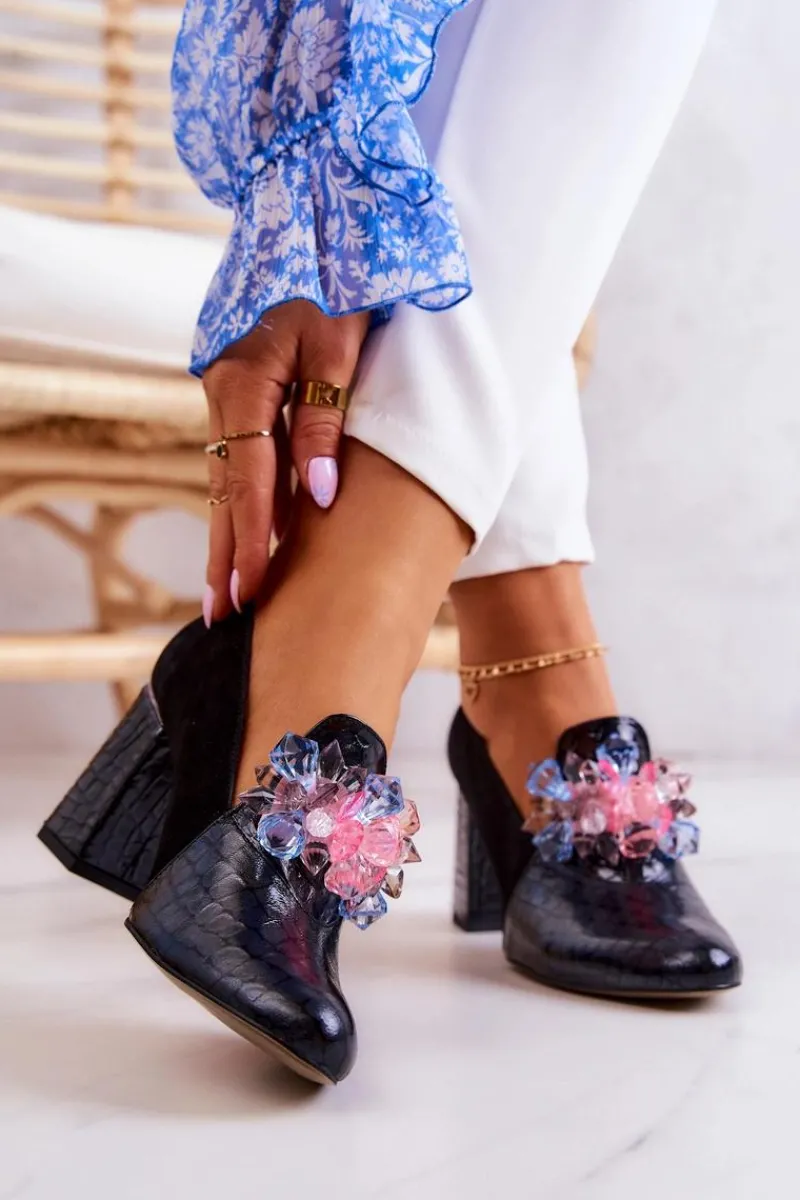 Best Boto Zamszowe Wężowe Czółenka Na Słupku Czarne Sofie