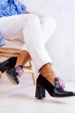 Best Boto Zamszowe Wężowe Czółenka Na Słupku Czarne Sofie