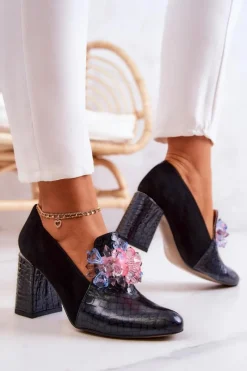 Best Boto Zamszowe Wężowe Czółenka Na Słupku Czarne Sofie