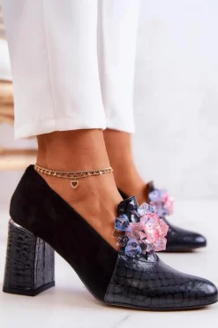 Best Boto Zamszowe Wężowe Czółenka Na Słupku Czarne Sofie