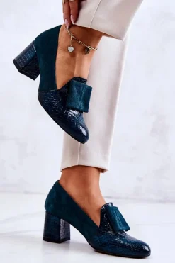 Czółenka Zamszowe|Czółenka Na Słupku>Boto Zamszowe Wężowe Czółenka Zielone Diana