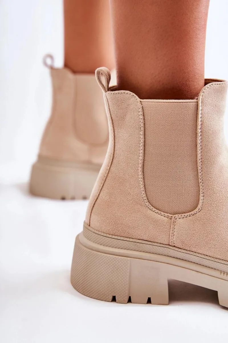 Outlet Boto Zamszowe Wsuwane Botki Workery Beżowe Lorea