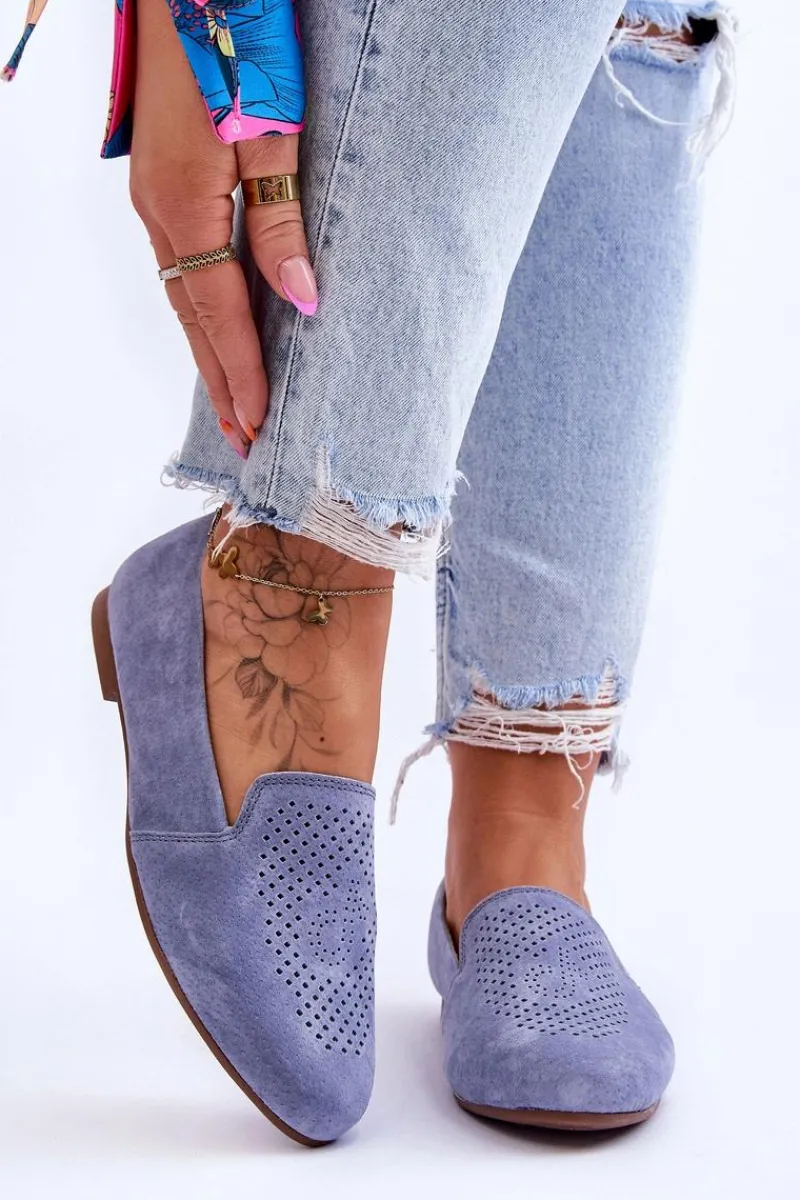 Sale Zamszowe Wygodne Mokasyny Niebieskie Giovana Damskie Mokasyny Damskie Zamszowe