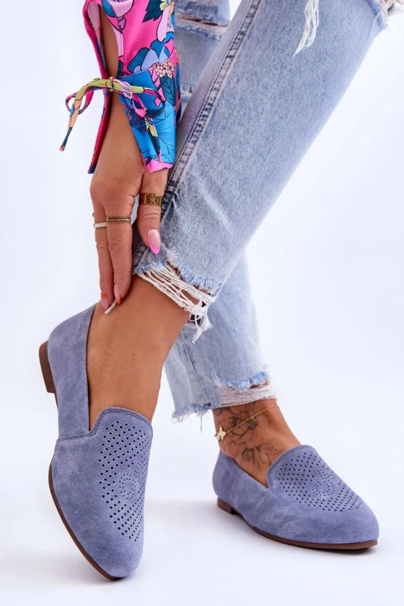 Sale Zamszowe Wygodne Mokasyny Niebieskie Giovana Damskie Mokasyny Damskie Zamszowe