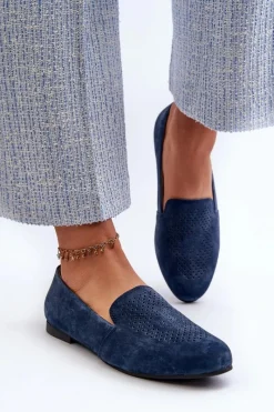 Online Zamszowe Wygodne Mokasyny Granatowe Giovana Damskie Mokasyny Damskie Zamszowe