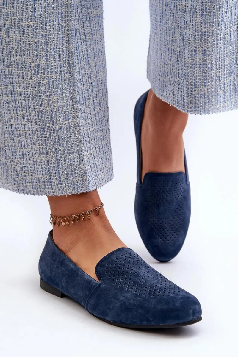 Online Zamszowe Wygodne Mokasyny Granatowe Giovana Damskie Mokasyny Damskie Zamszowe