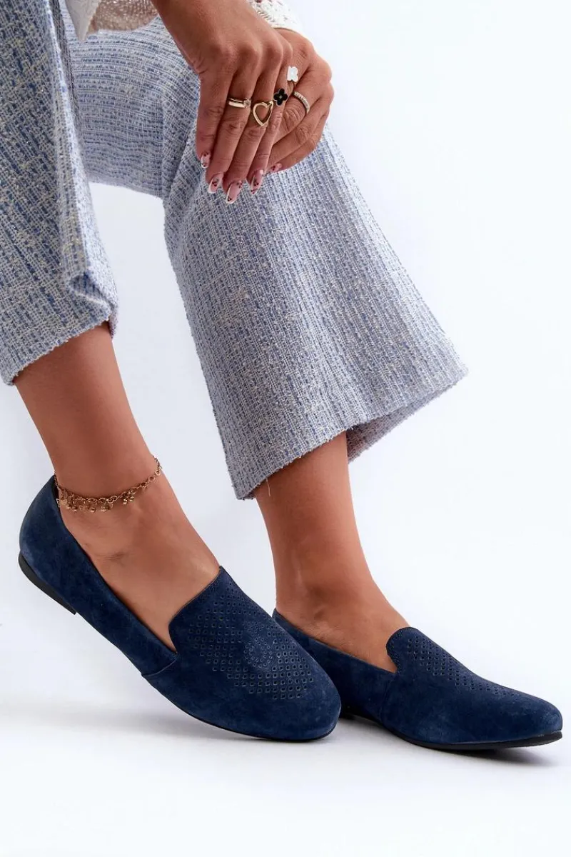 Online Zamszowe Wygodne Mokasyny Granatowe Giovana Damskie Mokasyny Damskie Zamszowe
