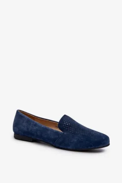 Online Zamszowe Wygodne Mokasyny Granatowe Giovana Damskie Mokasyny Damskie Zamszowe