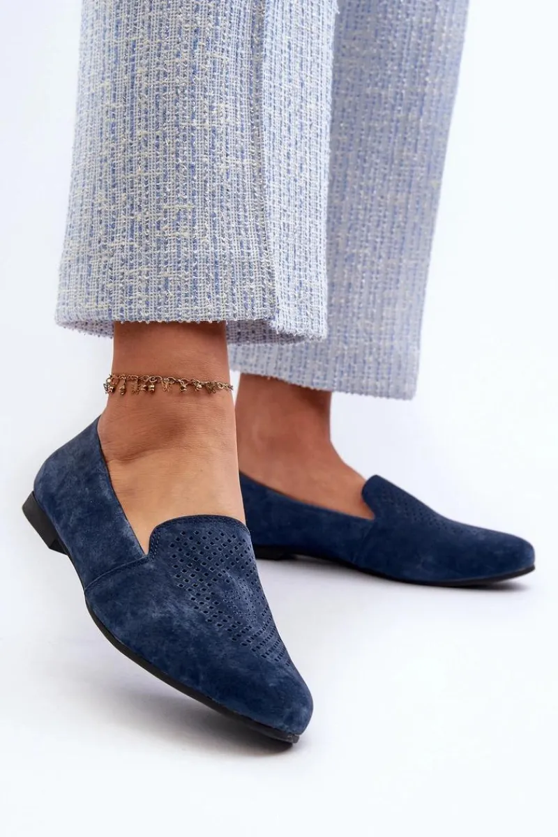 Online Zamszowe Wygodne Mokasyny Granatowe Giovana Damskie Mokasyny Damskie Zamszowe