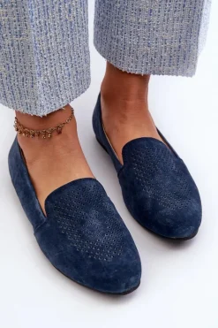 Online Zamszowe Wygodne Mokasyny Granatowe Giovana Damskie Mokasyny Damskie Zamszowe