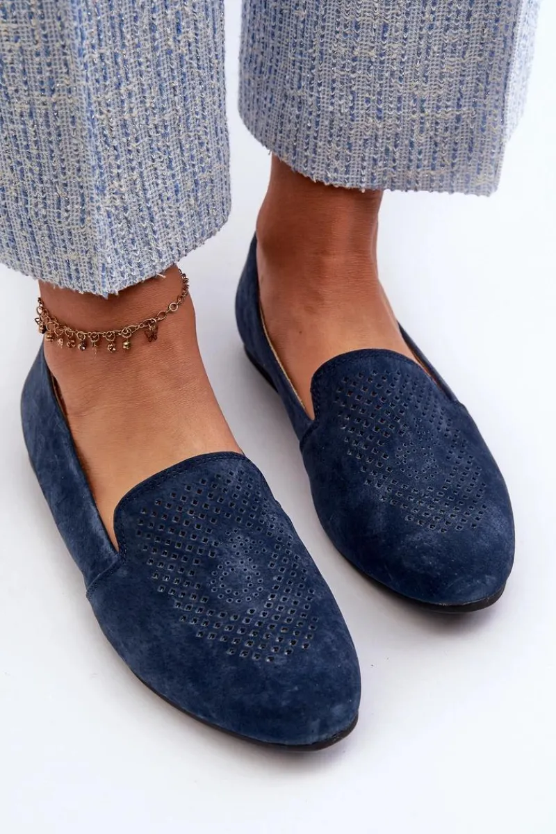 Online Zamszowe Wygodne Mokasyny Granatowe Giovana Damskie Mokasyny Damskie Zamszowe