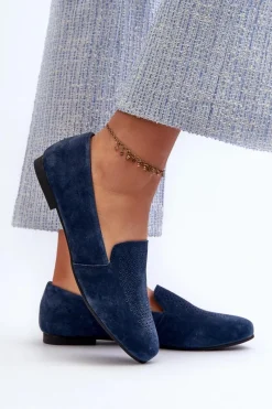 Online Zamszowe Wygodne Mokasyny Granatowe Giovana Damskie Mokasyny Damskie Zamszowe