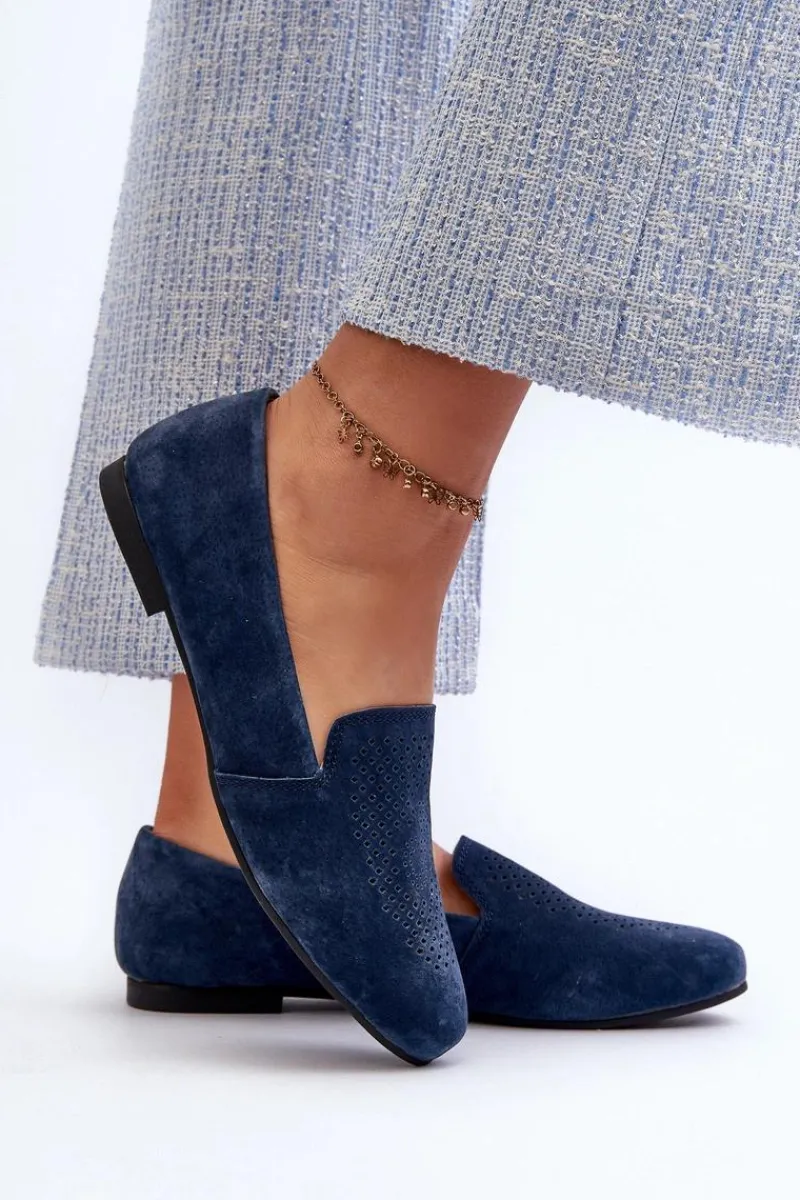 Online Zamszowe Wygodne Mokasyny Granatowe Giovana Damskie Mokasyny Damskie Zamszowe