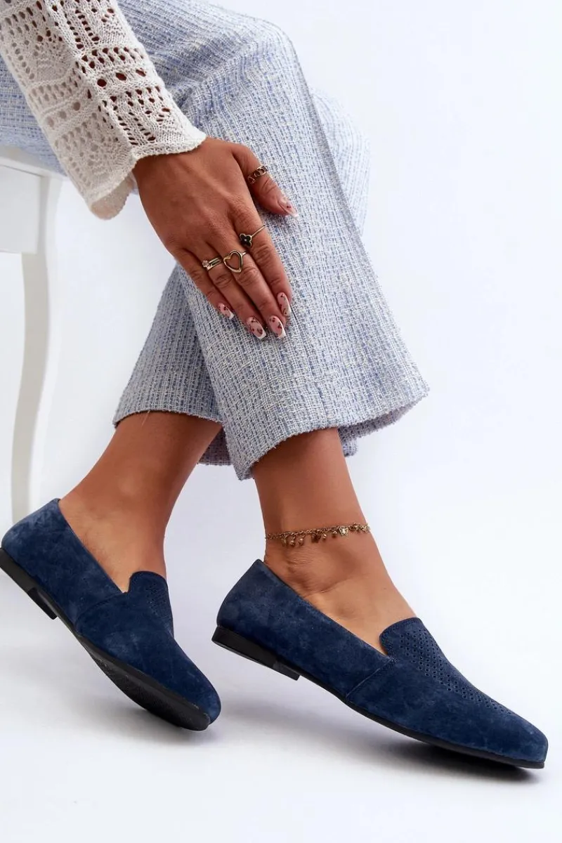 Online Zamszowe Wygodne Mokasyny Granatowe Giovana Damskie Mokasyny Damskie Zamszowe