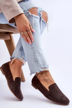 New Damskie buty S.Barski Zamszowe Wygodne Mokasyny Brązowe Giovana