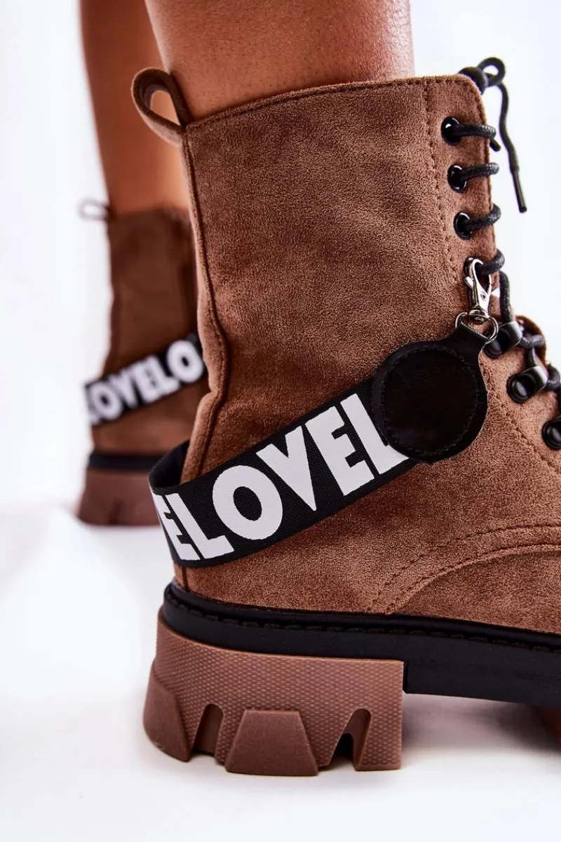 Damskie Trapery|Botki Sznurowane>Boto Zamszowe Wysokie Botki Z Ociepleniem Brązowe Danity