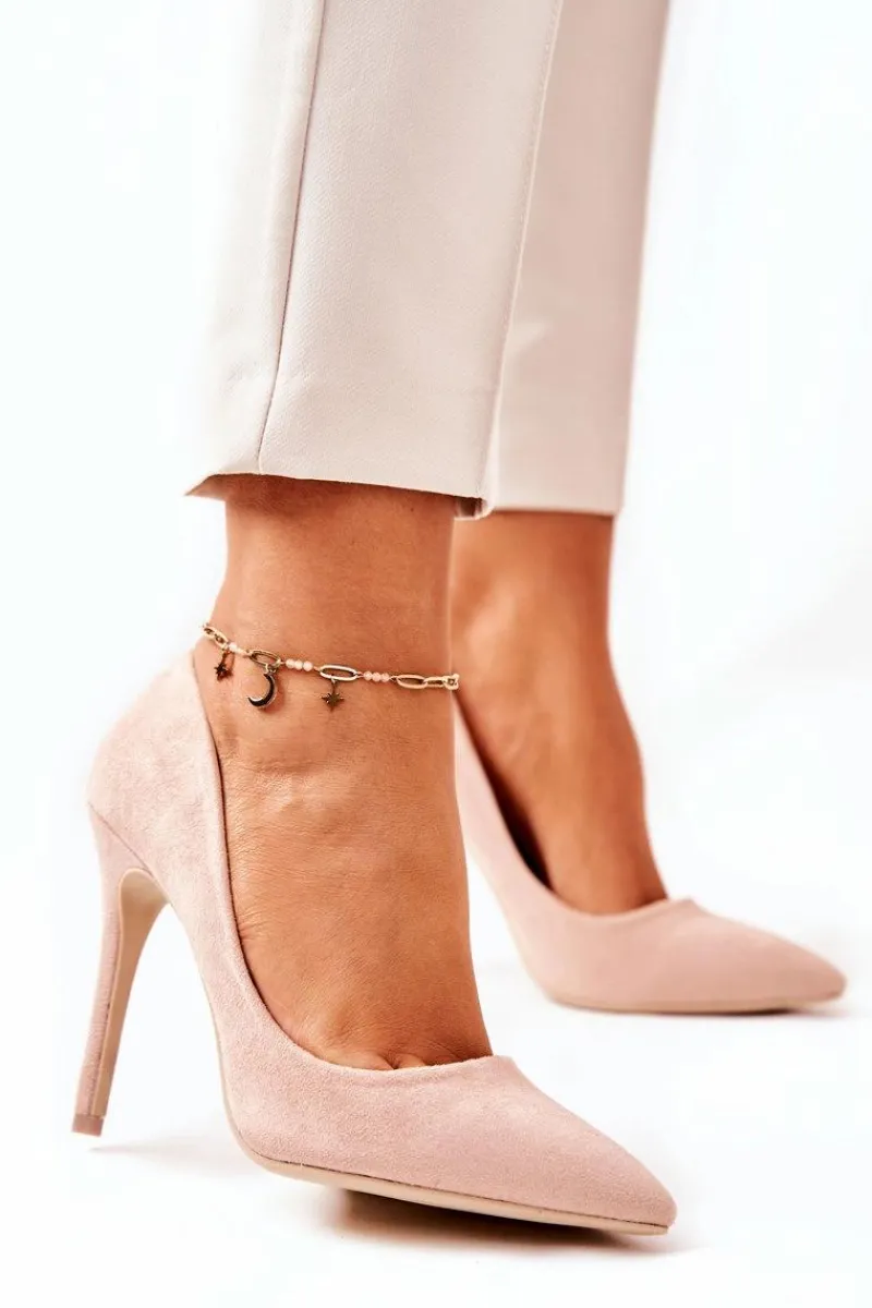 Szpilki Zamszowe>Boto Zamszowe Wysokie Szpilki Beżowe Melany