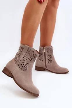 Online Zazoo 3305/2 Damskie Ażurowe Botki Cappuccino