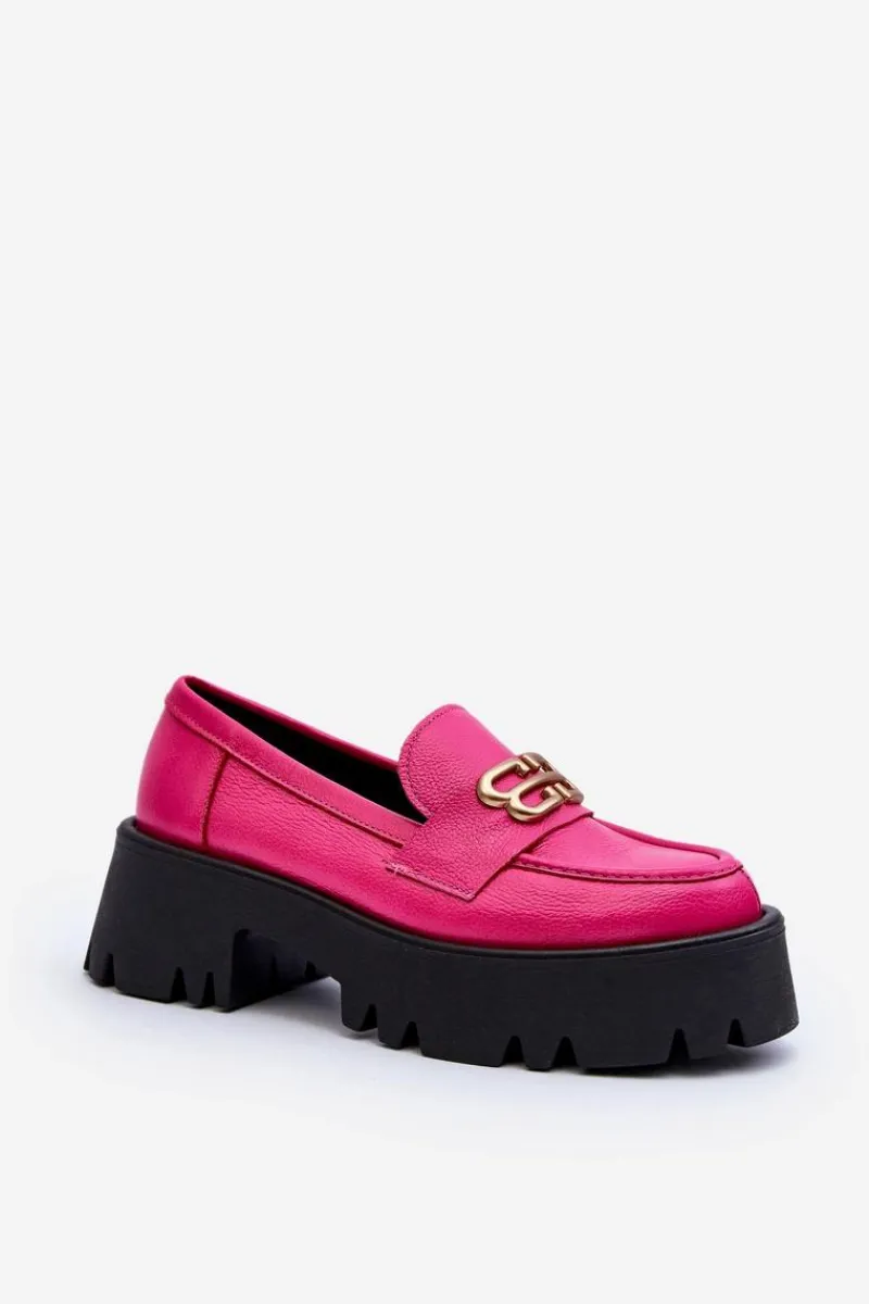 Discount Zazoo 20164 Damskie Loafersy Ze Skóry Naturalnej Fuksja