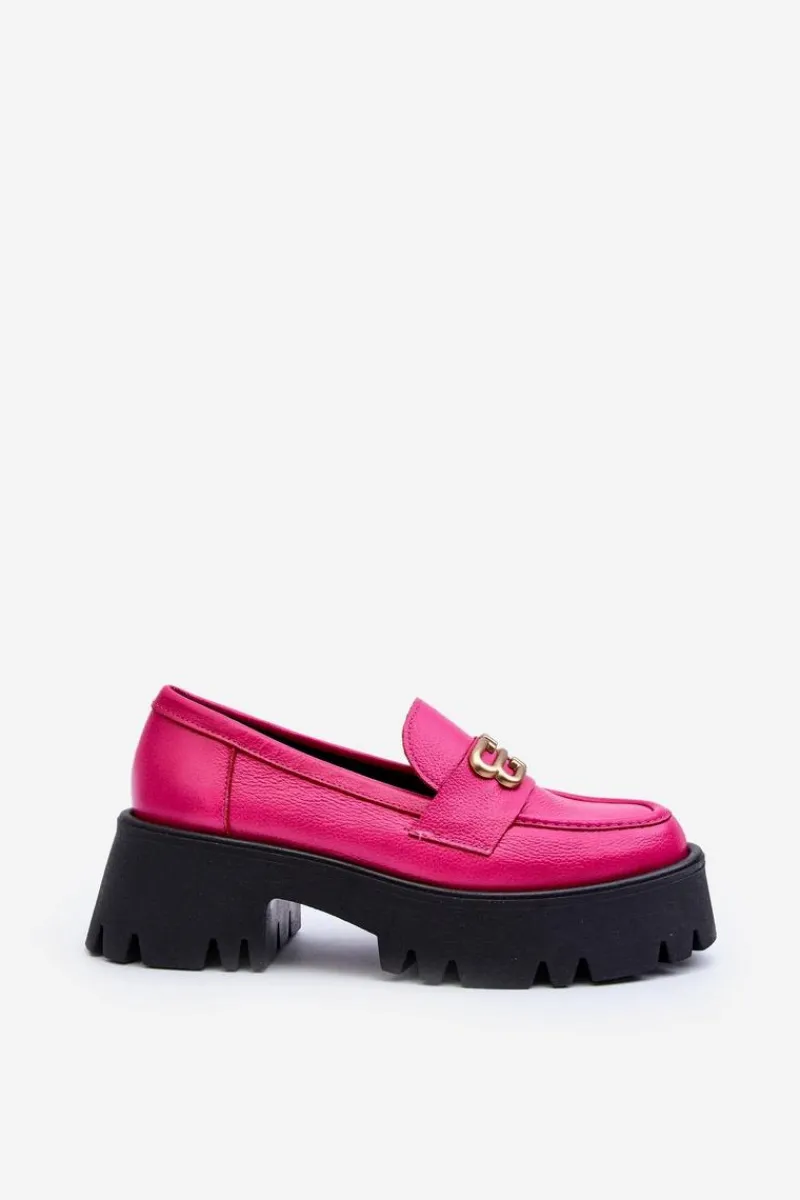 Discount Zazoo 20164 Damskie Loafersy Ze Skóry Naturalnej Fuksja