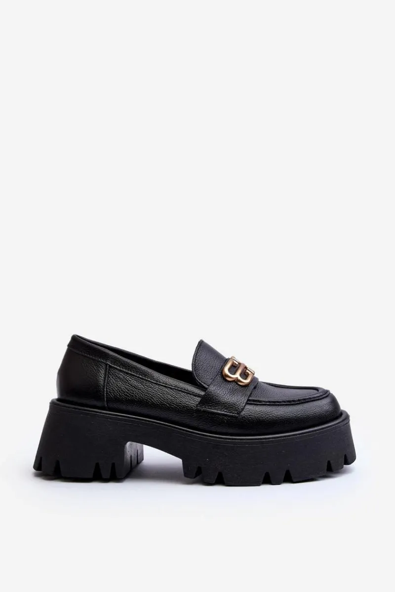 Sale Zazoo 20164 Damskie Loafersy Ze Skóry Naturalnej Czarne Czarny