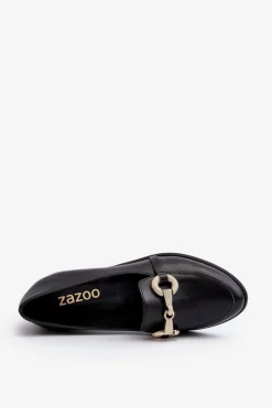 Outlet 2880 Damskie Mokasyny Skórzane Z Ozdobą Czarne Damskie Loafersy Damskie|Mokasyny Płaskie