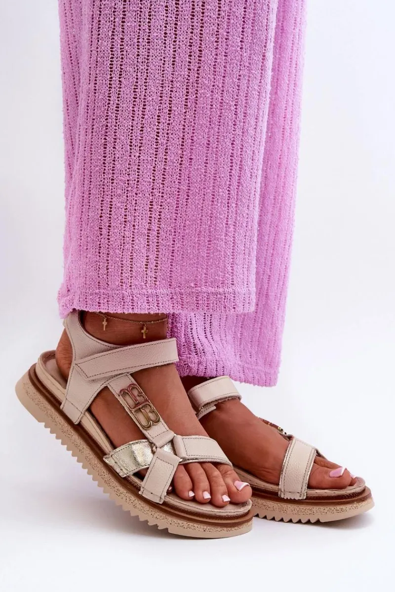 Sandały Płaskie>Maciejka Zazoo 50103 Damskie Skórzane Sandały Na Platformie Beżowe Beżowy