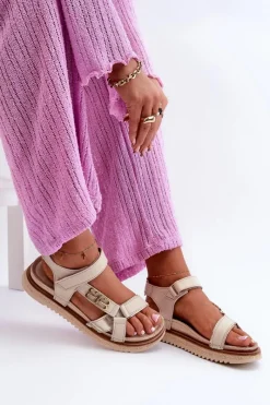 Sandały Płaskie><noscript><img width=