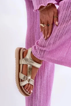 Sandały Płaskie><noscript><img width=