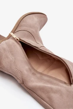 Discount 3427 Damskie Zamszowe Kozaki Kowbojki Cappuccino Damskie Kozaki Wiosenne|Kozaki Przed Kolano