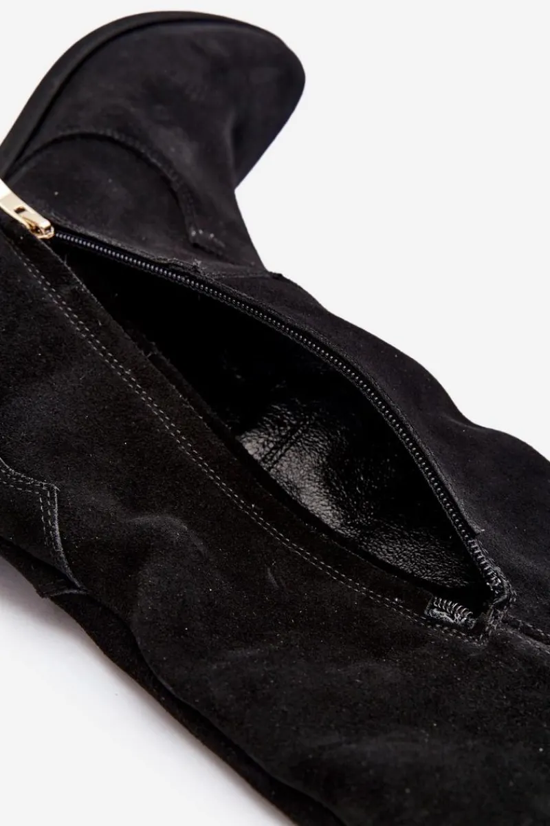 New Zazoo 3427 Damskie Zamszowe Kozaki Kowbojki Czarne