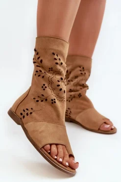 Sandały Płaskie><noscript><img width=