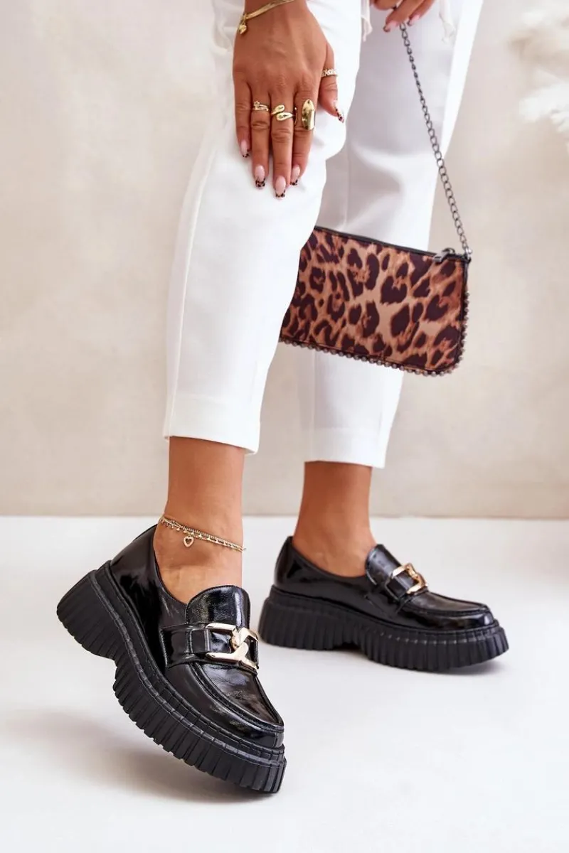 Hot 20176 Lakierowane Półbuty Mokasyny Damskie Ze Skóry Naturalnej Czarne Damskie Półbuty Skórzane|Mokasyny Damskie Lakierowane