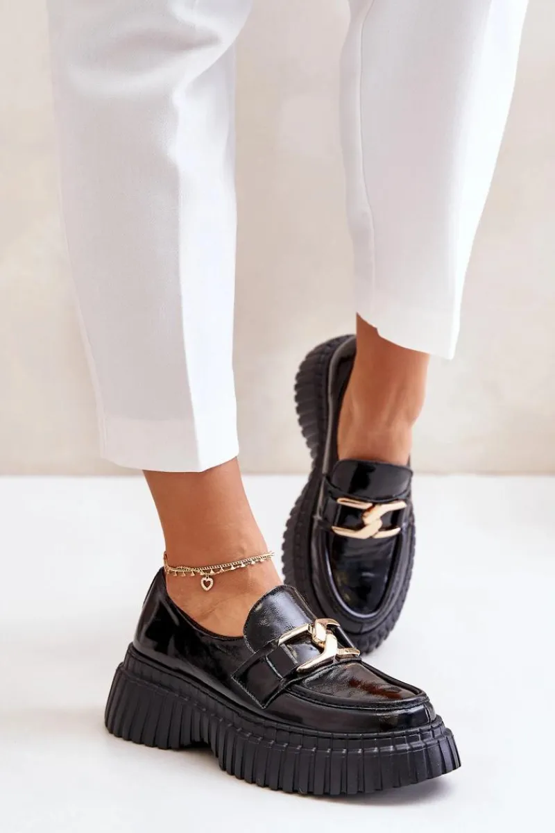 Hot 20176 Lakierowane Półbuty Mokasyny Damskie Ze Skóry Naturalnej Czarne Damskie Półbuty Skórzane|Mokasyny Damskie Lakierowane