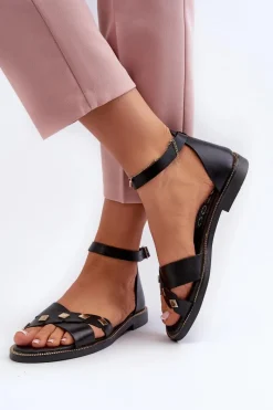 Sandały Płaskie><noscript><img width=