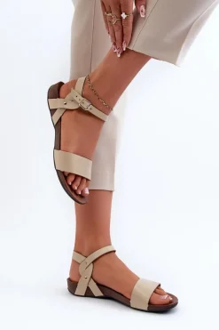 Sandały Płaskie><noscript><img width=