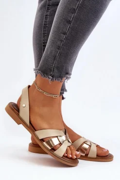 Sandały Płaskie><noscript><img width=