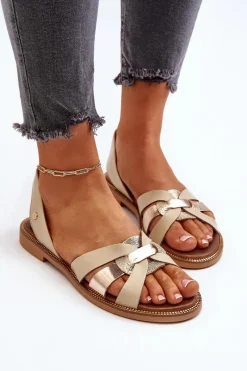 Sandały Płaskie><noscript><img width=