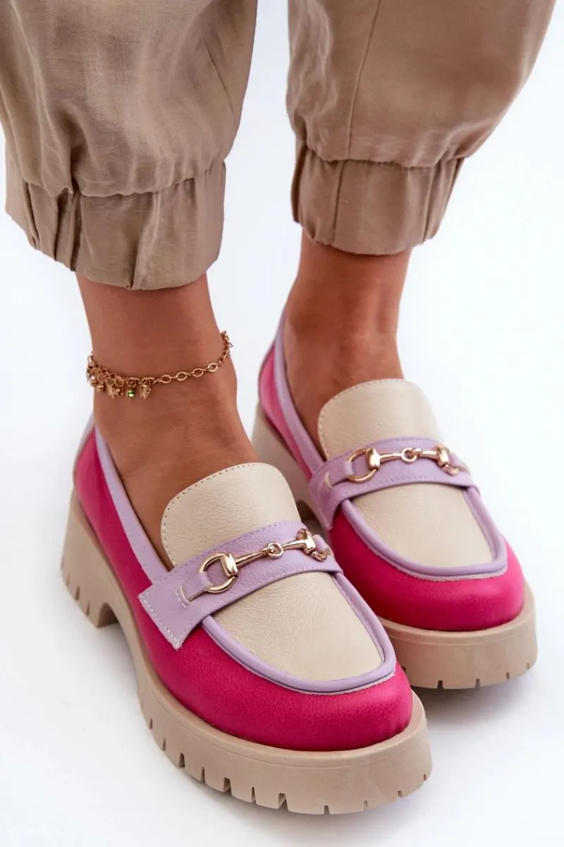 Loafersy Damskie|Mokasyny Płaskie>Zazoo 3475 Skórzane Damskie Mokasyny Beżowe