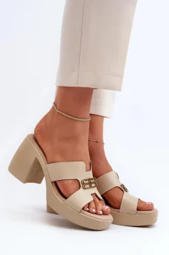 Klapki Na Obcasie|Klapki Damskie Klasyczne><noscript><img width=