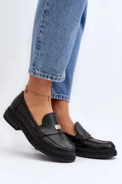 Hot Zazoo 20165 Skórzane Mokasyny Damskie Czarne Czarny