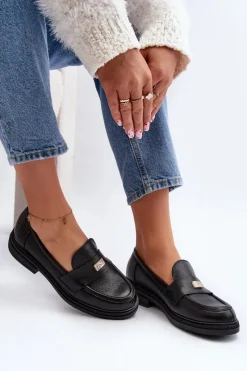 Hot Zazoo 20165 Skórzane Mokasyny Damskie Czarne Czarny