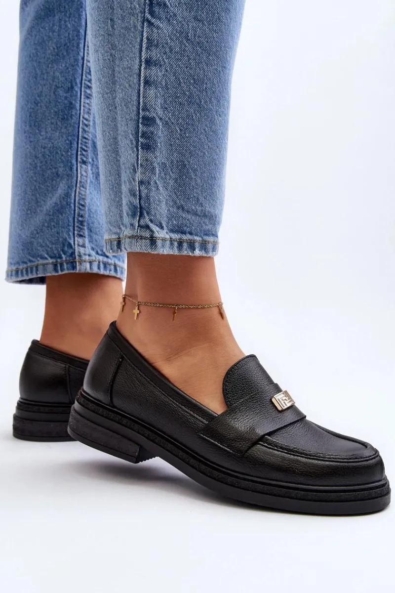 Hot Zazoo 20165 Skórzane Mokasyny Damskie Czarne Czarny