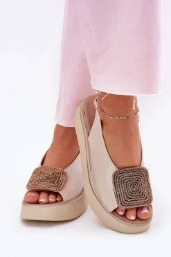 Sandały Płaskie><noscript><img width=